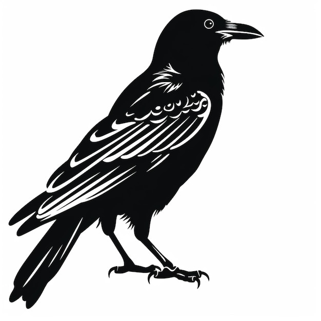 Photo a close up of a black bird on a white background generative ai