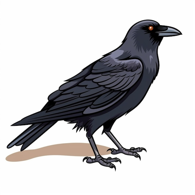 a close up of a black bird with a red eye generative ai