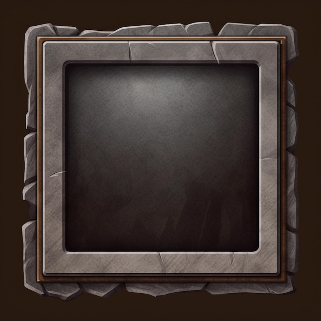 A close up of a black and brown frame with a stone border generative ai