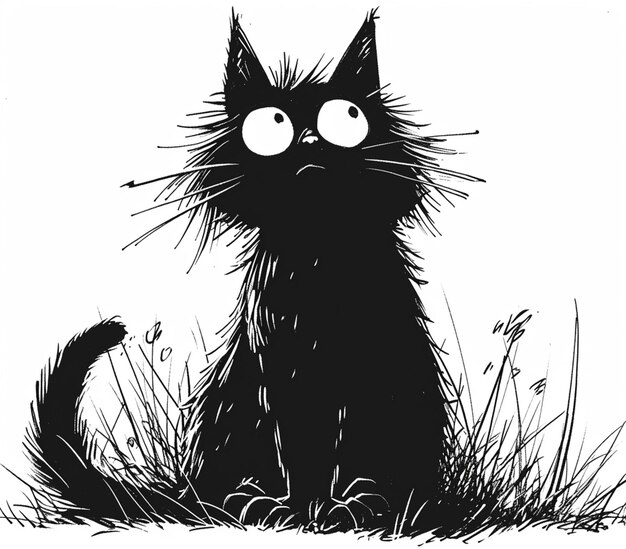 a close up of a black cat sitting in the grass generative ai