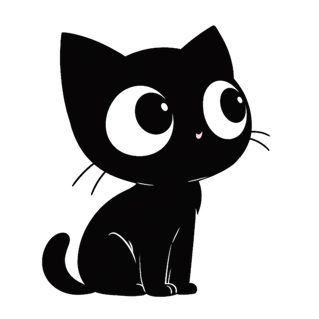 a close up of a black cat with big eyes sitting down generative ai