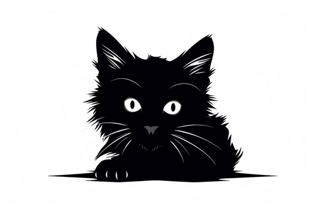 a close up of a black cat with a white background generative ai