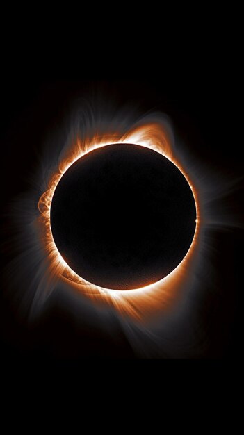 Photo a close up of a black eclipse with a bright orange ring generative ai