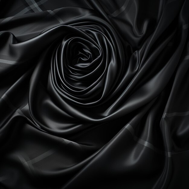 Photo a close up of a black fabric with a large swirl generative ai