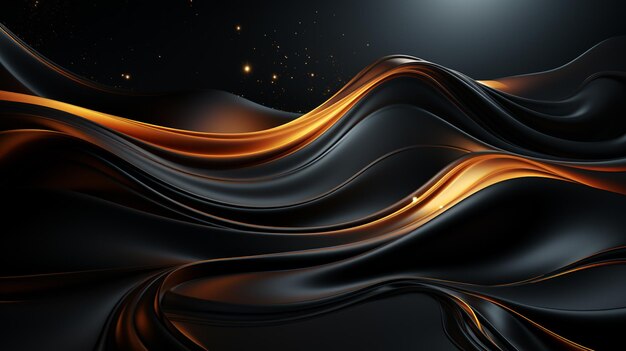 a close up of a black and gold abstract background with a light generative ai