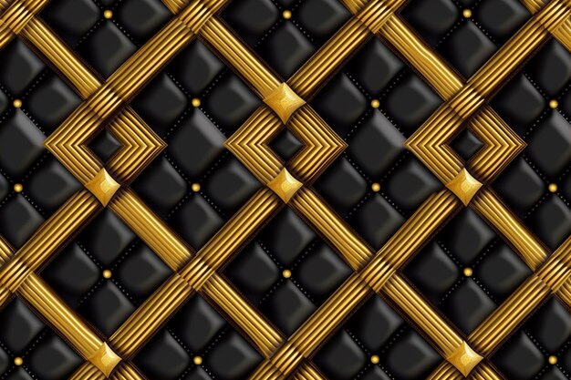 A close up of a black and gold leather background generative ai