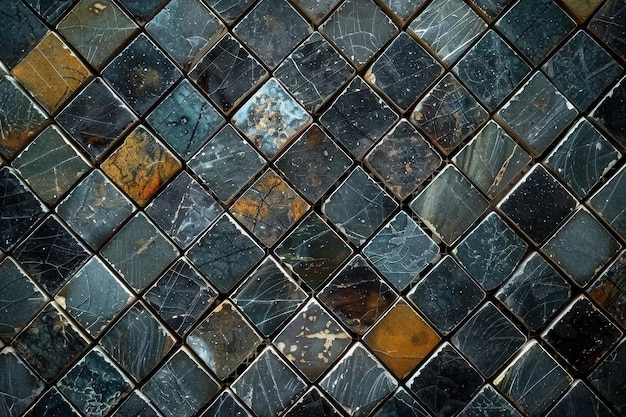 Close Up of a Black and Gold Mosaic Tile