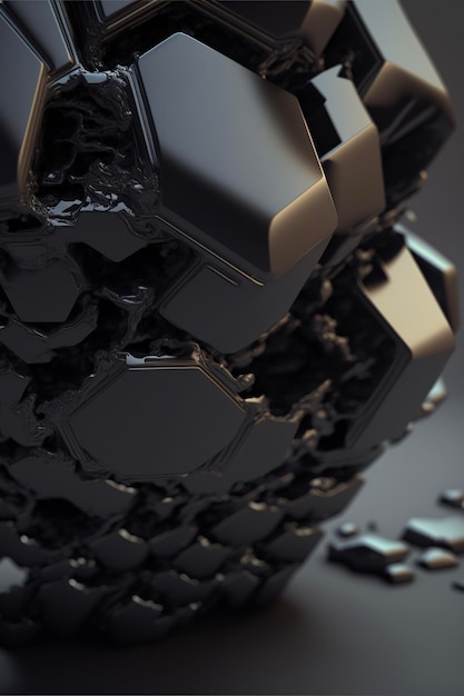 Close up of a black and gold object generative ai