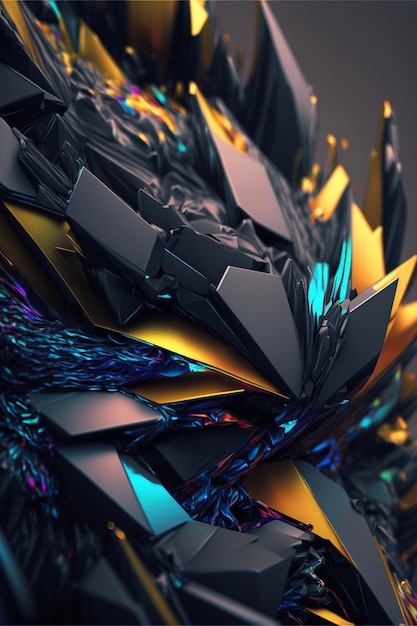 Close up of a black and gold piece of art generative ai