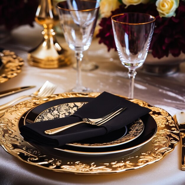 Photo a close up of a black and gold podium with a black curtain