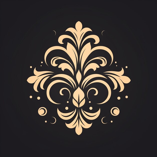 Photo a close up of a black and gold wallpaper with a decorative design generative ai