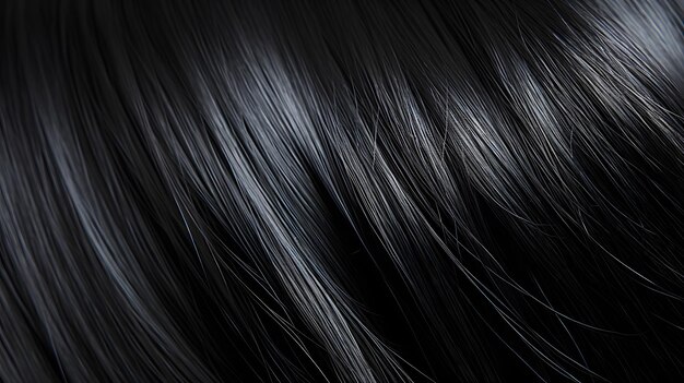 Foto un primo piano di un capello nero con molti capelli ia generativa