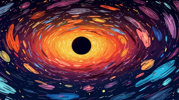 A close up of a black hole with a black hole in the center generative ai