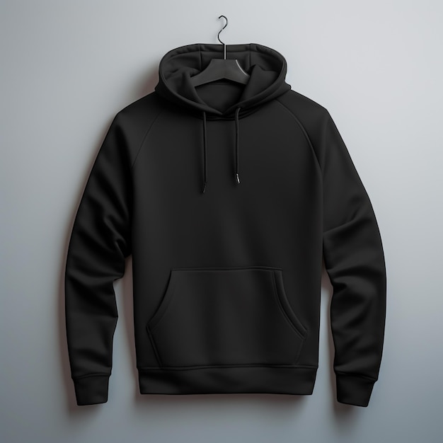A close up of a black hoodie hanging on a wall generative ai