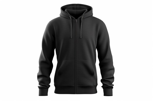 a close up of a black hoodie with a zipper on the front generative ai