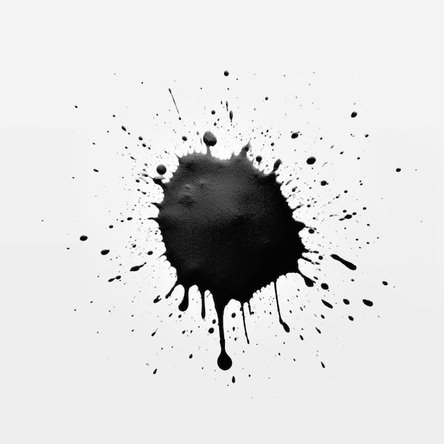 a close up of a black ink splatter on a white background generative ai