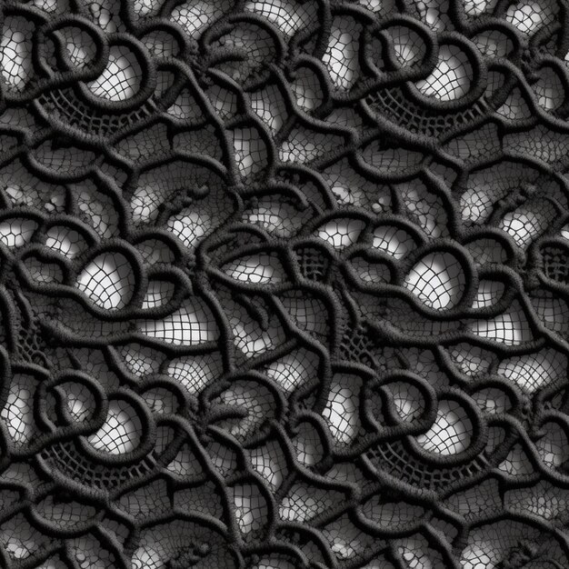 Photo a close up of a black lace pattern with hearts generative ai