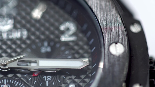 Close up of black male wrist watch