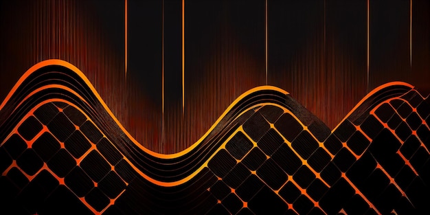 Photo close up of black and orange background with wave generative ai