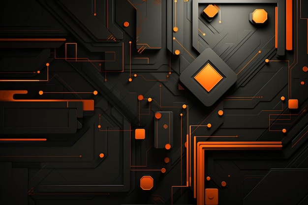 A close up of a black and orange computer circuit board generative ai