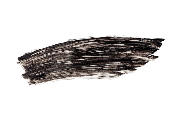 Photo close-up of black paintbrush stroke against white background
