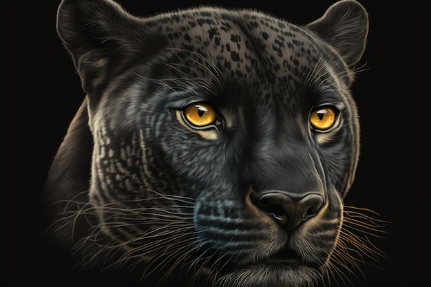 Close up of a black panther on a dark background Generative AI