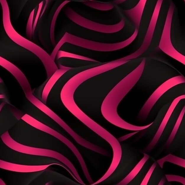 Photo a close up of a black and pink fabric with a wavy design generative ai