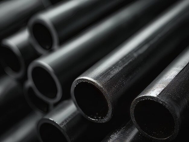 A close up of black pipes