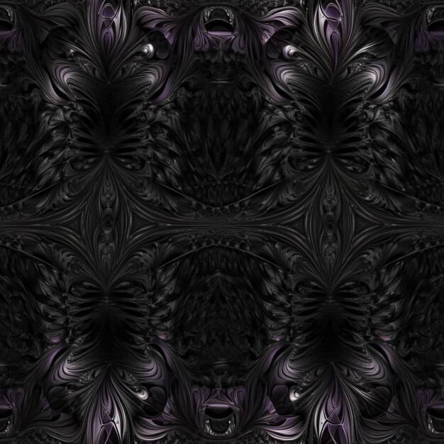 Photo a close up of a black and purple wallpaper with a pattern generative ai