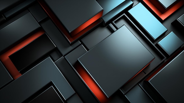 a close up of a black and red abstract background with squares generativ ai