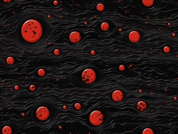 A close up of a black and red background with red bubbles generative ai