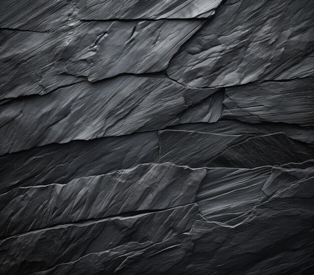 A close up of a black rock wall with a single bird on it generative ai