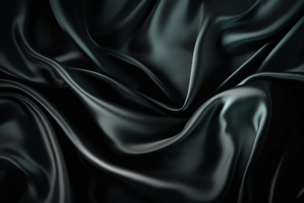 A close up of a black silk fabric with a soft wave of light.