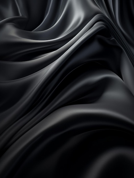 Крупный план черной шелковой ткани с очень гладкой поверхностью, генерирующей искусственный интеллект