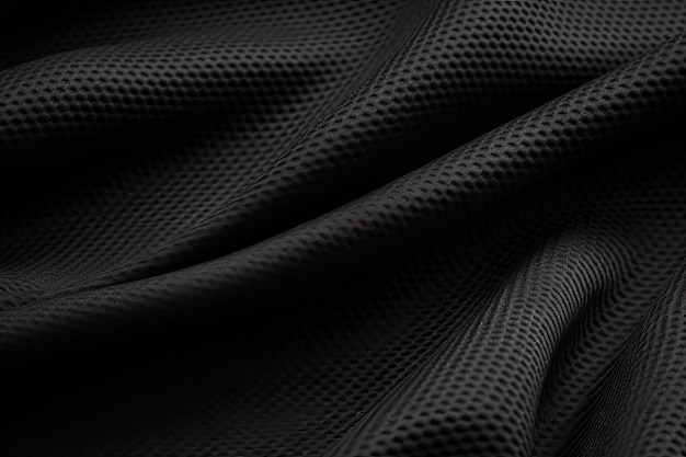 Close up of black sport cloth football shirt texture