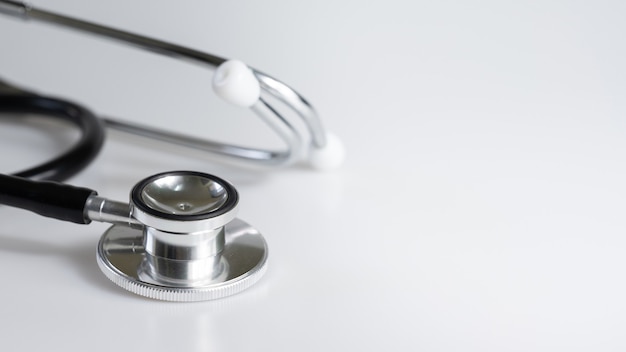 Close-up of black stethoscope for doctor diagnostic