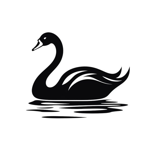 a close up of a black swan swimming on a body of water generative ai