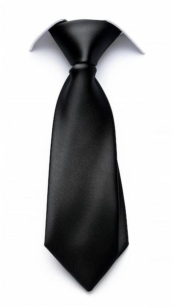 a close up of a black tie on a white background