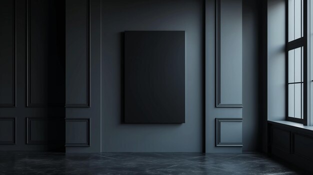 a close up of a black wall in a room with a window generative ai