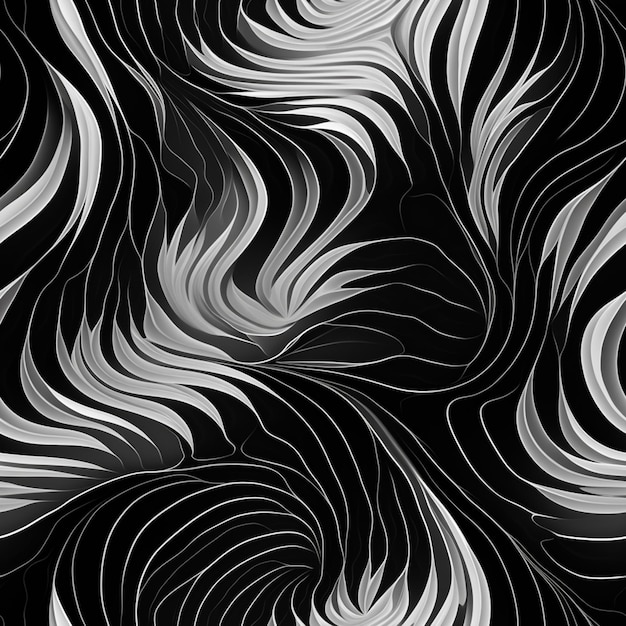 a close up of a black and white abstract background with swirls generative ai