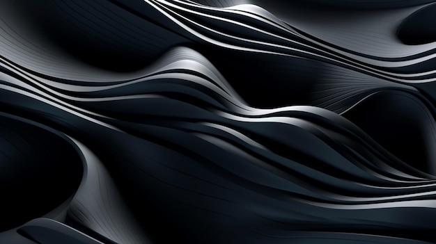 A close up of a black and white abstract background with wavy lines generative ai