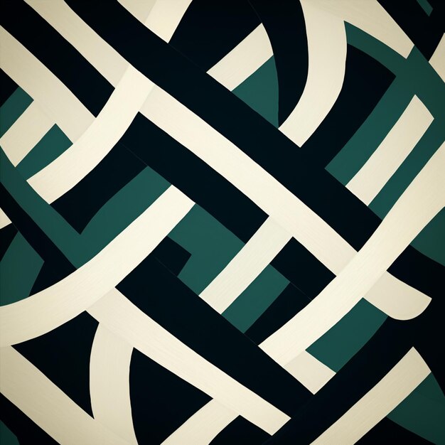 a close up of a black and white abstract design with a green background generative ai