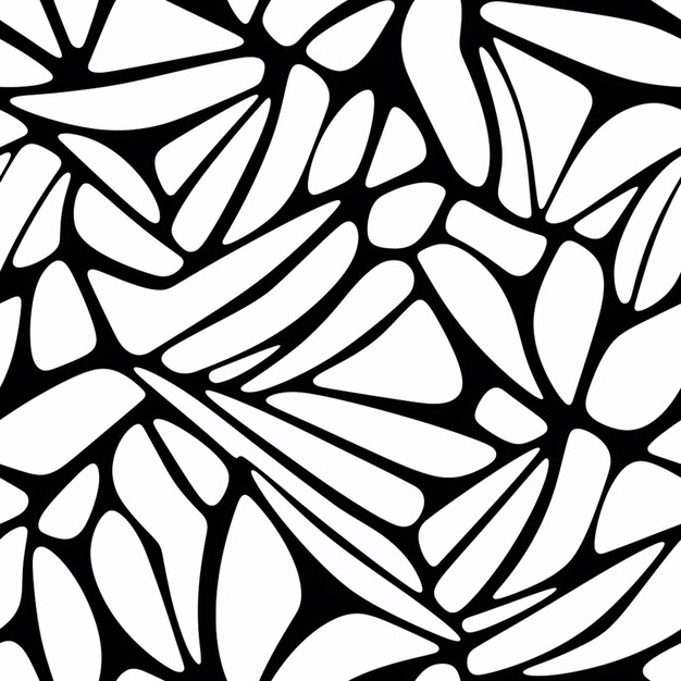 a close up of a black and white abstract pattern of leaves generative ai