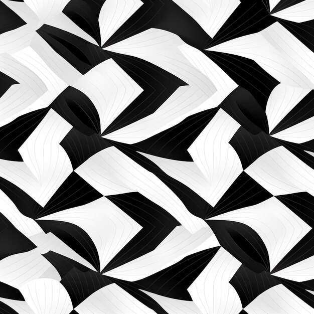 Photo a close up of a black and white abstract pattern with curved lines generative ai