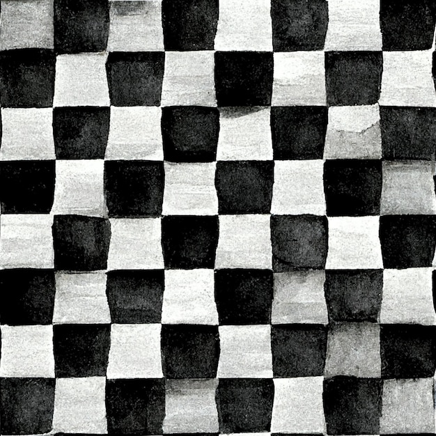 A close up of a black and white checkered pattern with a red stop sign generative ai