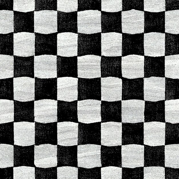 A close up of a black and white checkered rug with a black and white background generative ai