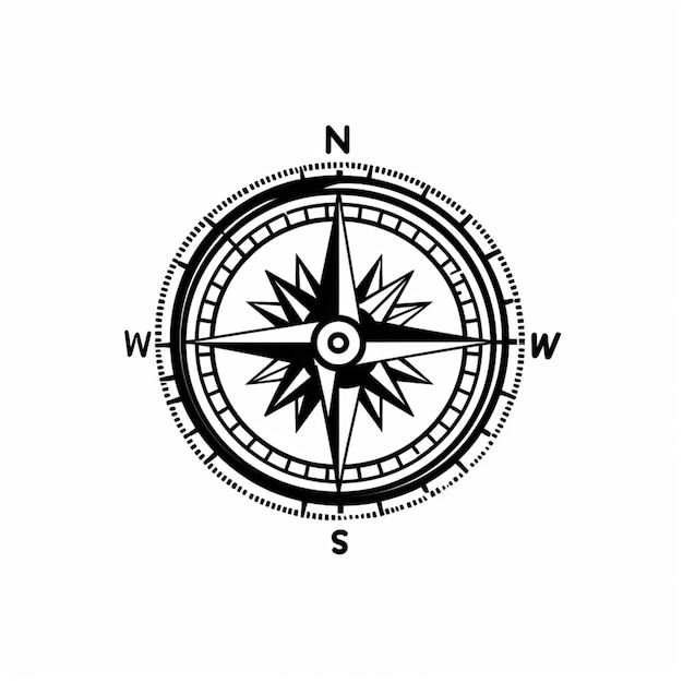 Photo a close up of a black and white compass with a white background generative ai