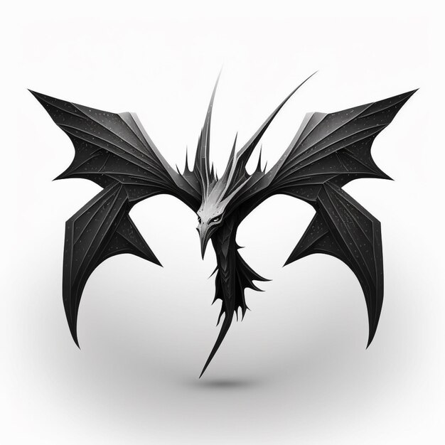 Photo a close up of a black and white dragon with wings generative ai