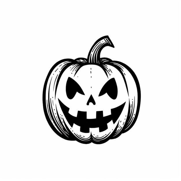 a close up of a black and white drawing of a pumpkin generative ai