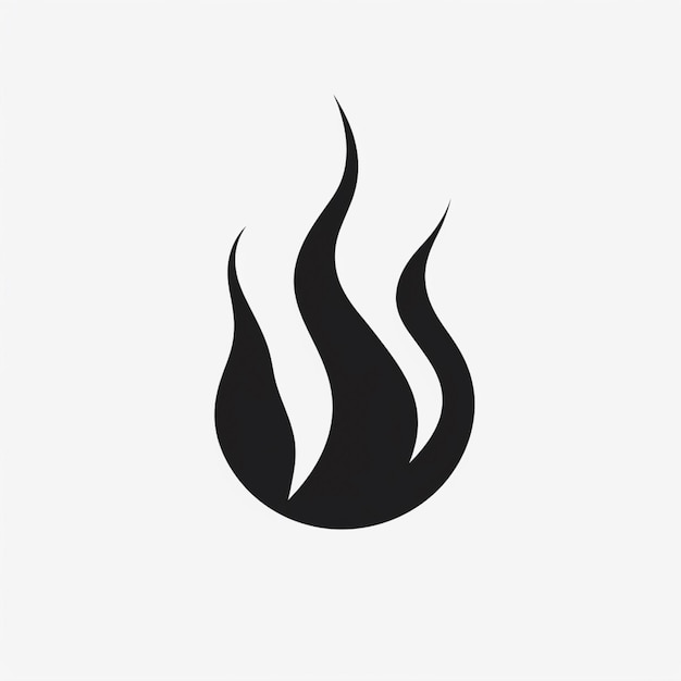 Foto un primo piano di un logo di fuoco bianco e nero su uno sfondo bianco
